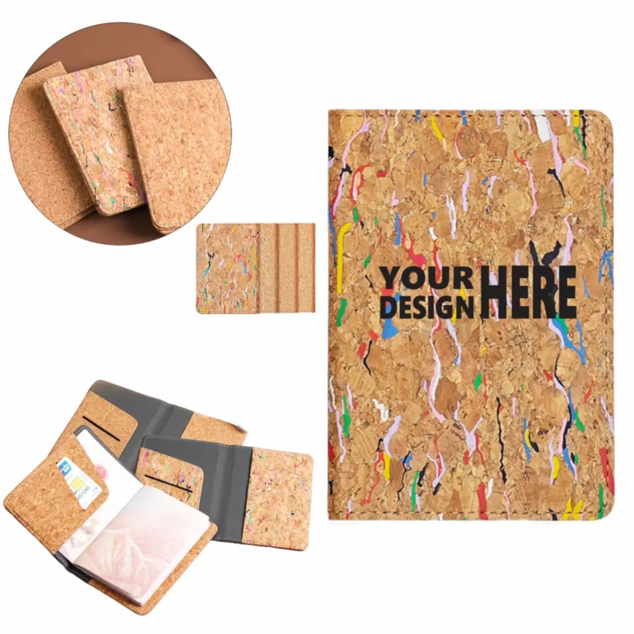 Luxury Natural Cork Passport Holder With Logo Printing