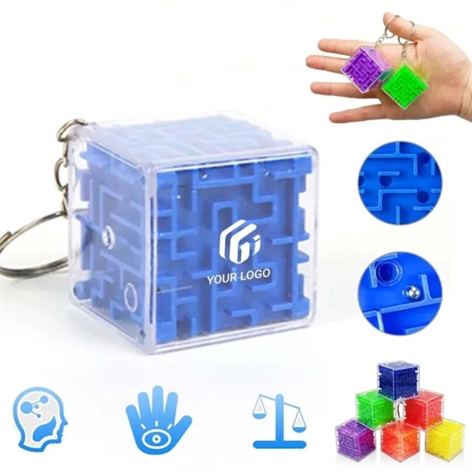 3D Educational Portable Mini Maze Puzzle Cubes Toy Keychain 1