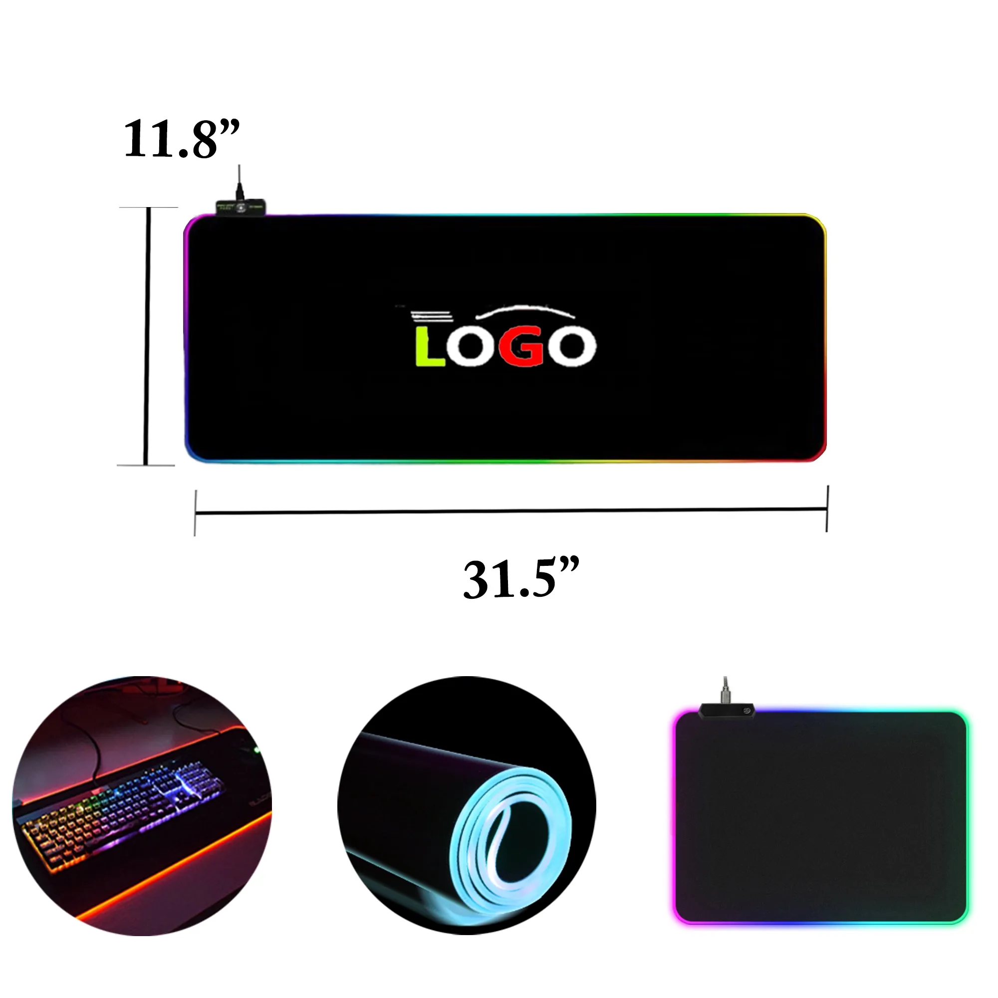 MOQ10 3mm Thick RGB LED Gaming Mouse Pad 3
