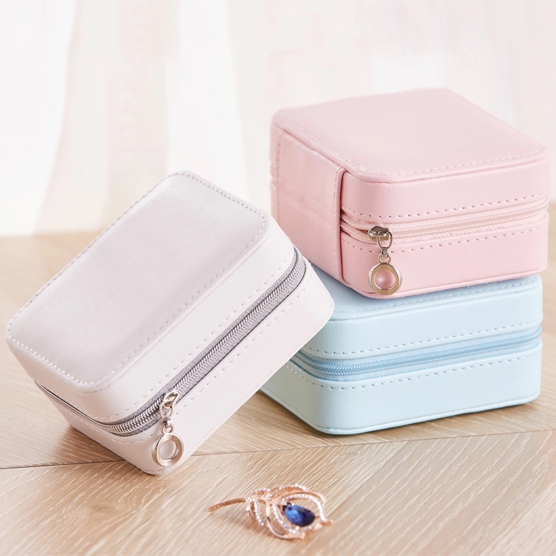 Portable Travel 2-Layer Jewelry Organizer Box with Mirror 13