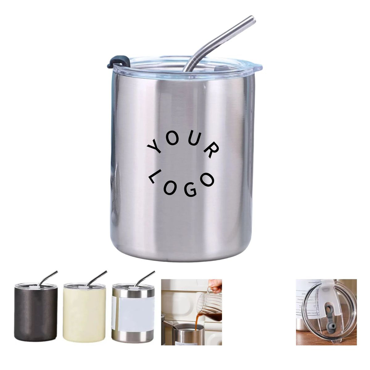 Travel Coffee Tumbler with Lid and Straw 1