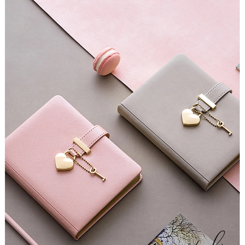 PU Leather B6 Heart Lock Diary Journal Gift Notebook 8