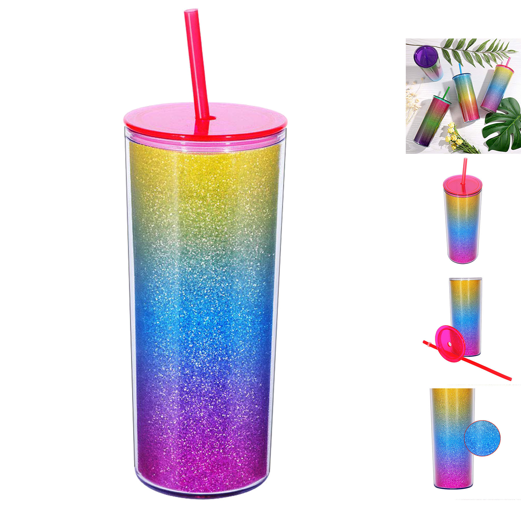 Rainbow Tumbler with Straw 2