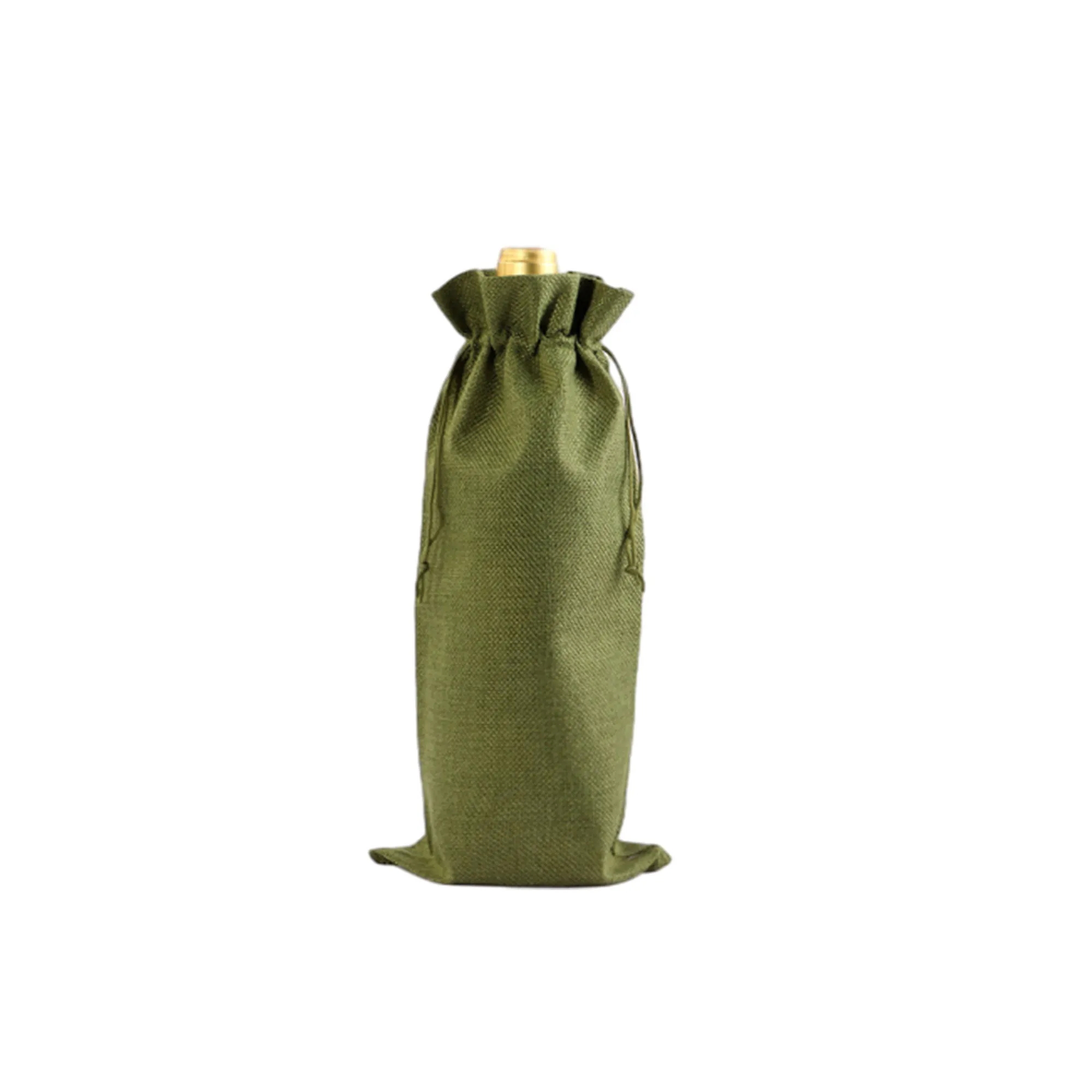 Burlap Drawstring Wine Bag 3