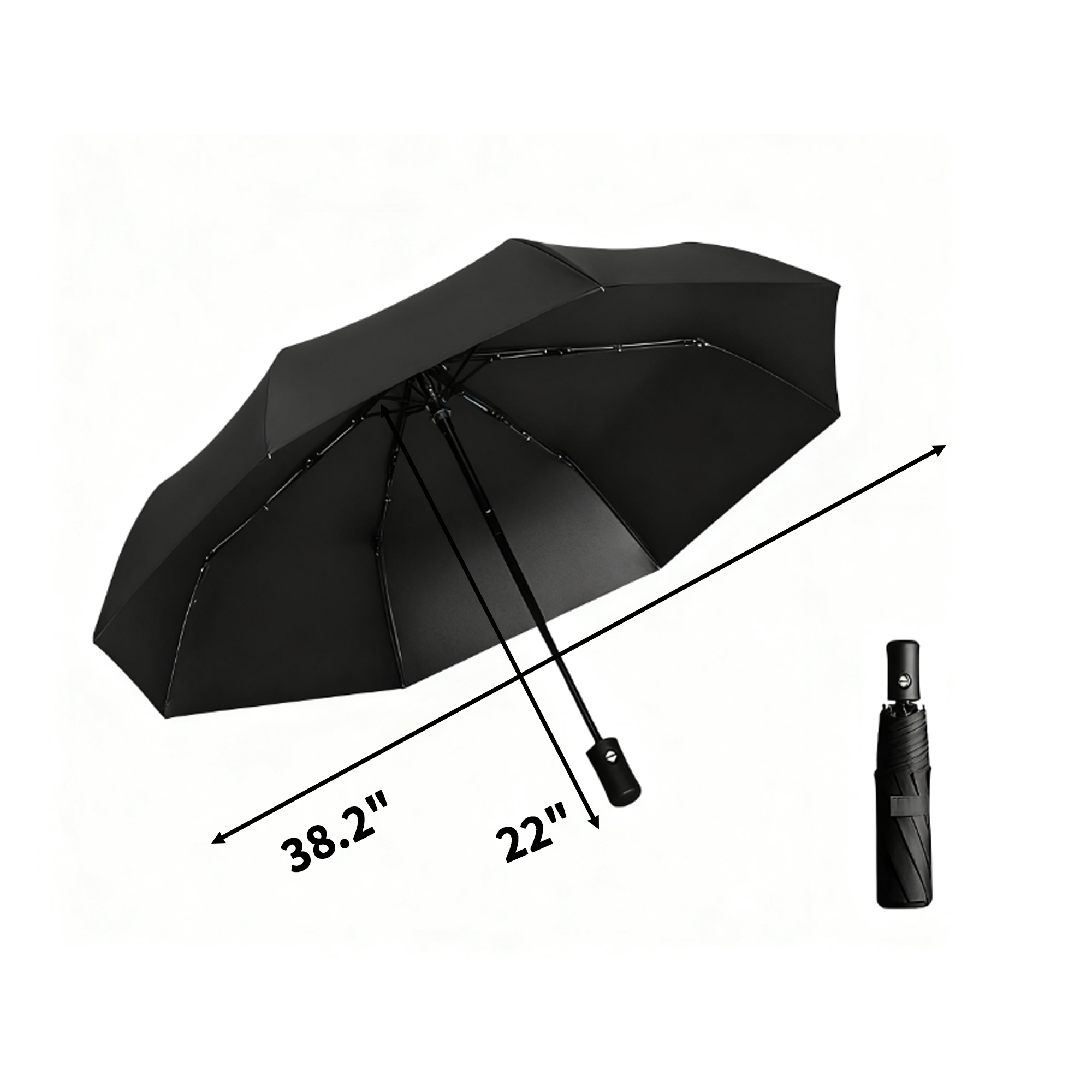 Automatic Folding Umbrella With Eight Fiberglass Ribs Dual Layer Canopy 4