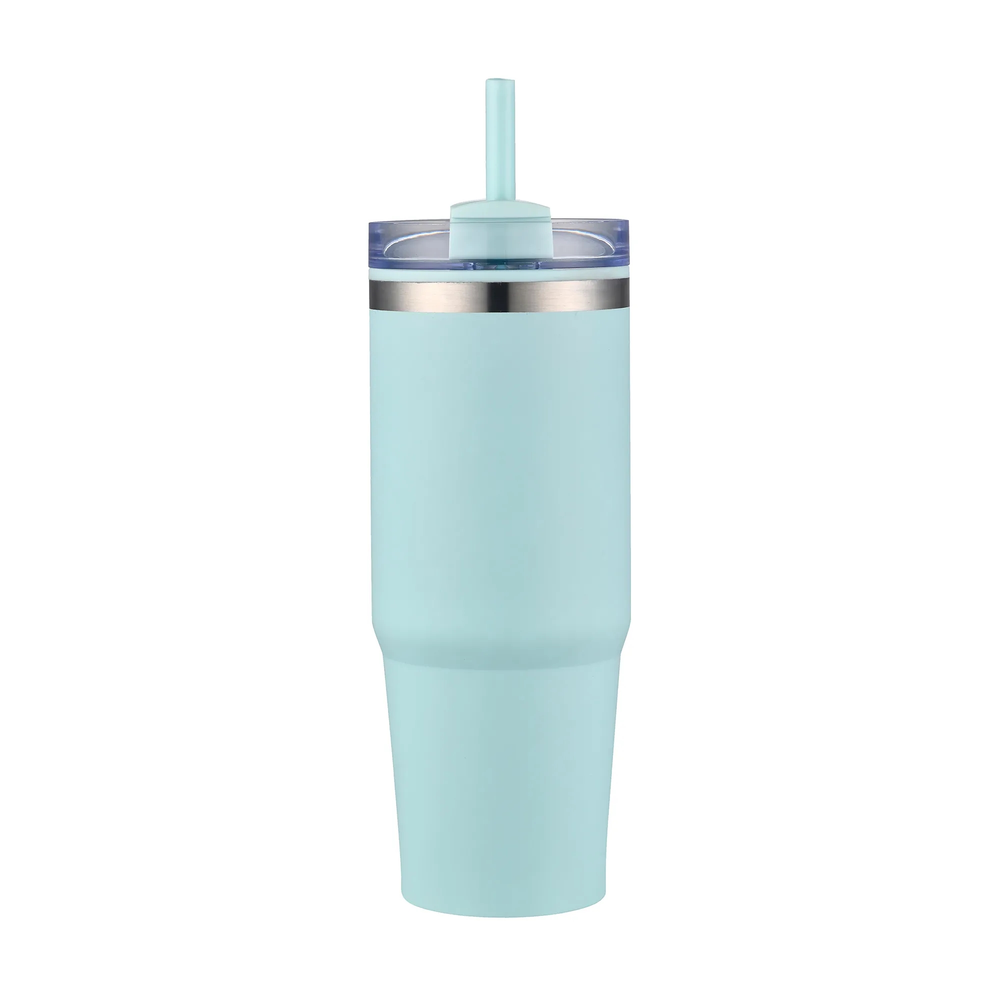 30oz. Dual Wall Stainless Steel & PP Tumbler with Clear Lid 8