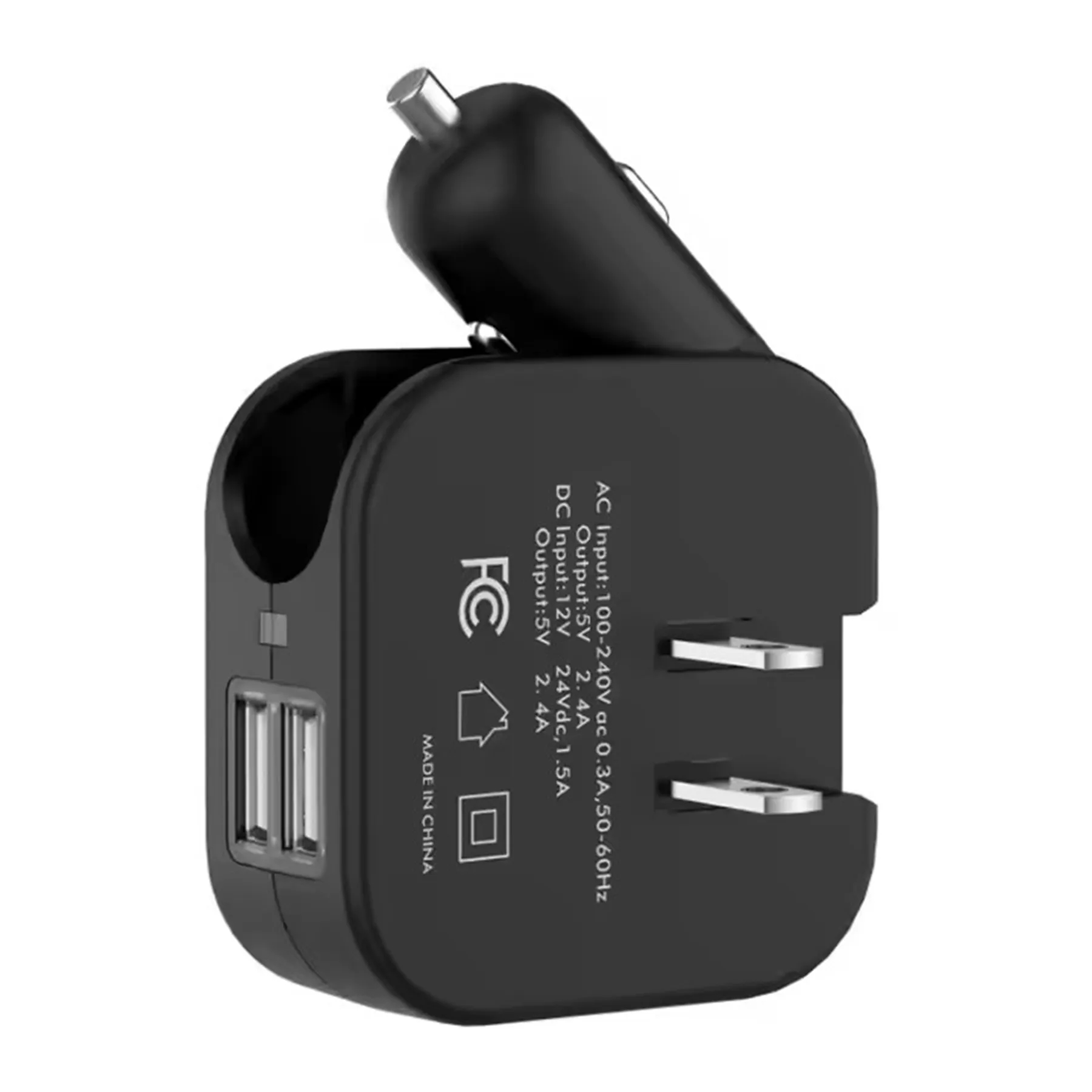 Dual Port USB Wall Car Charger with Folding Plug 3