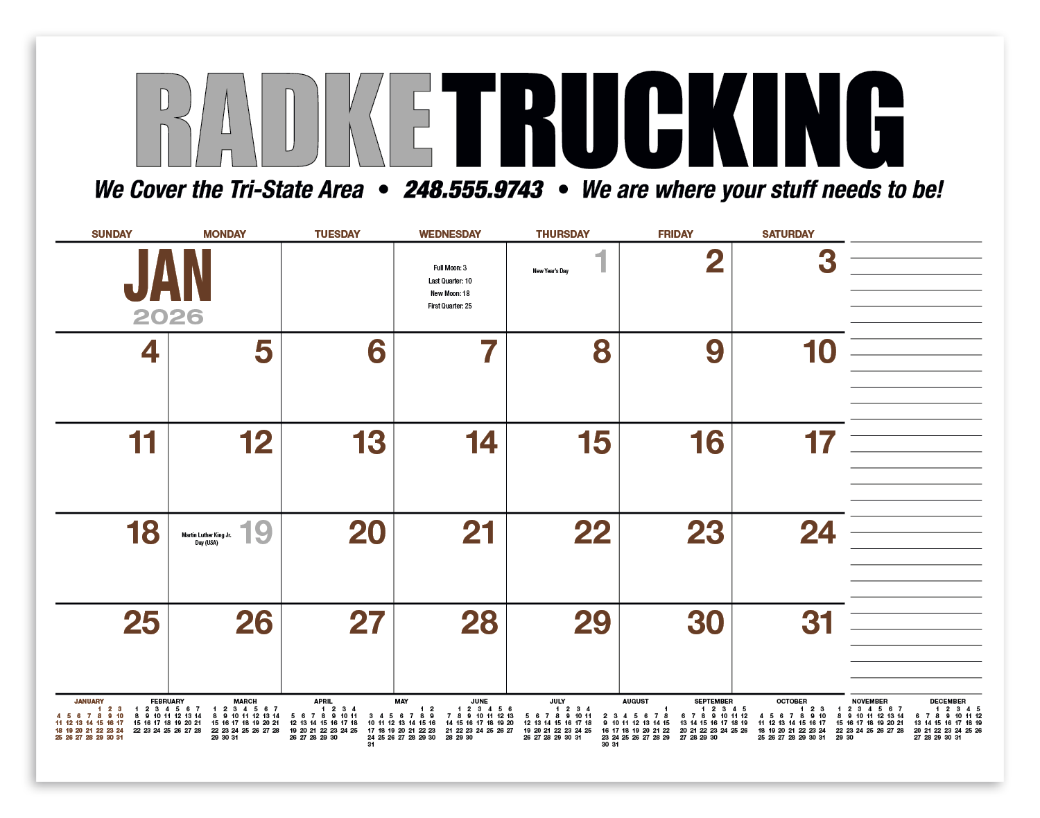 HotLine® Products 13-Month Desk Pad Calendar 57