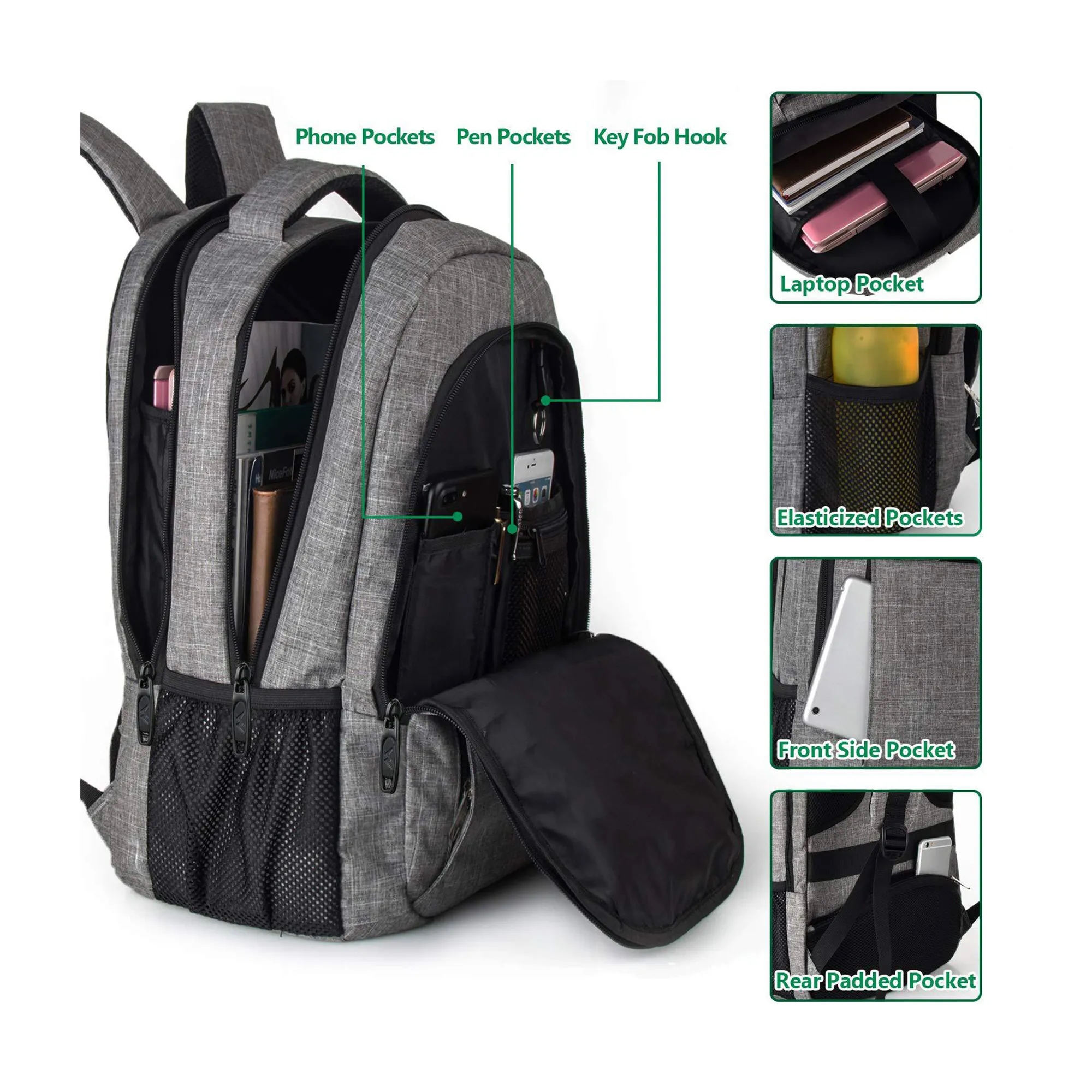 Business Bags Travel School Backpack With Usb Charging Port 3