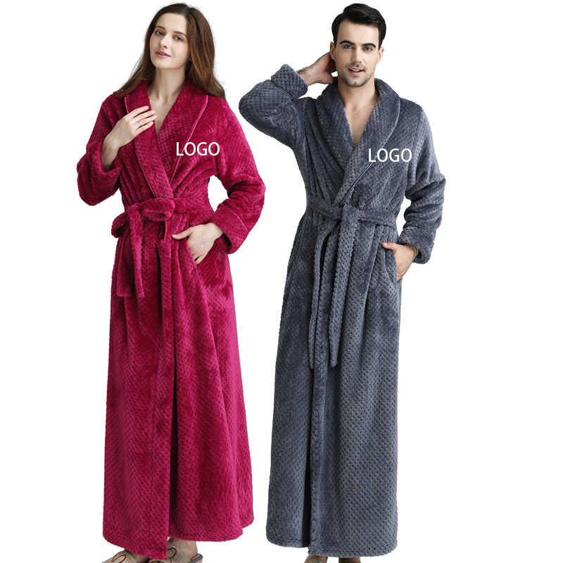 High Quality Breathable Women Men Fannel Warm Plush Robes 7