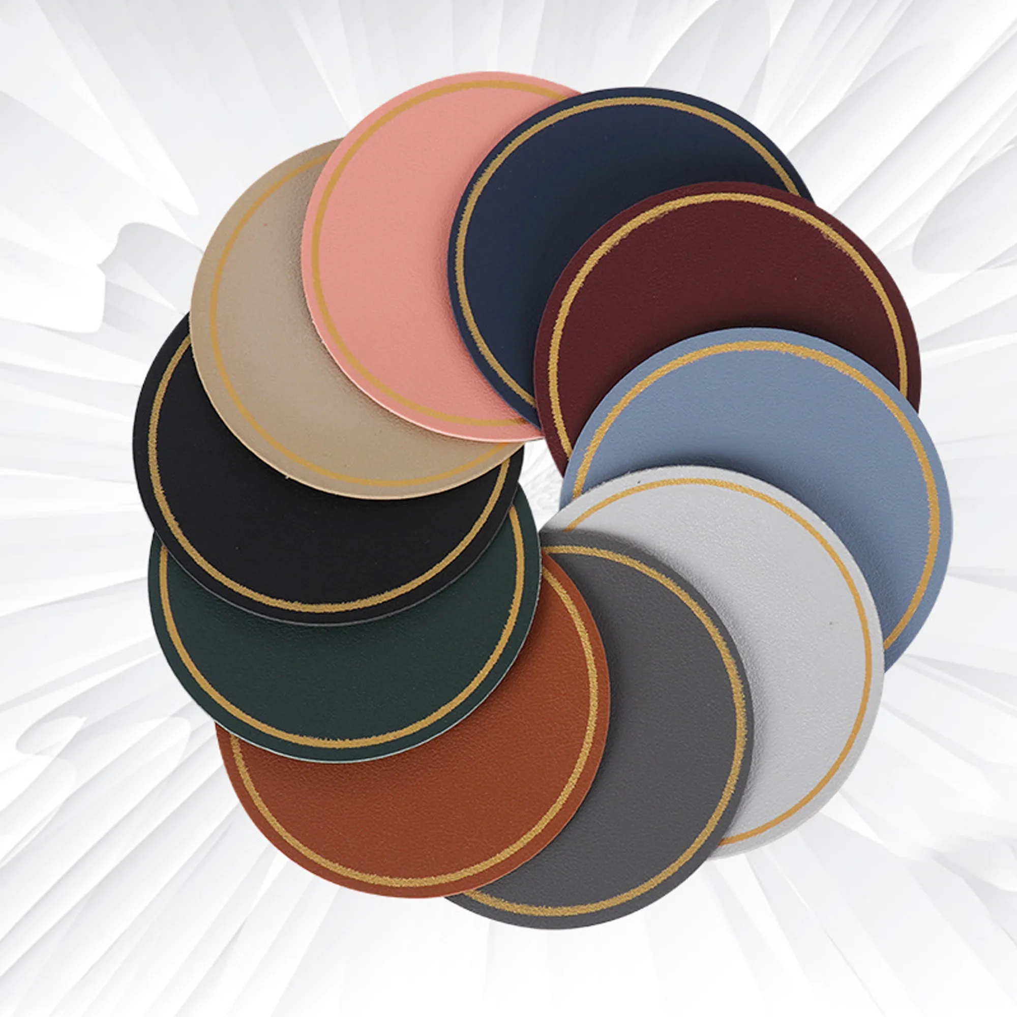Round Leather Insulated Drinking Coasters 8