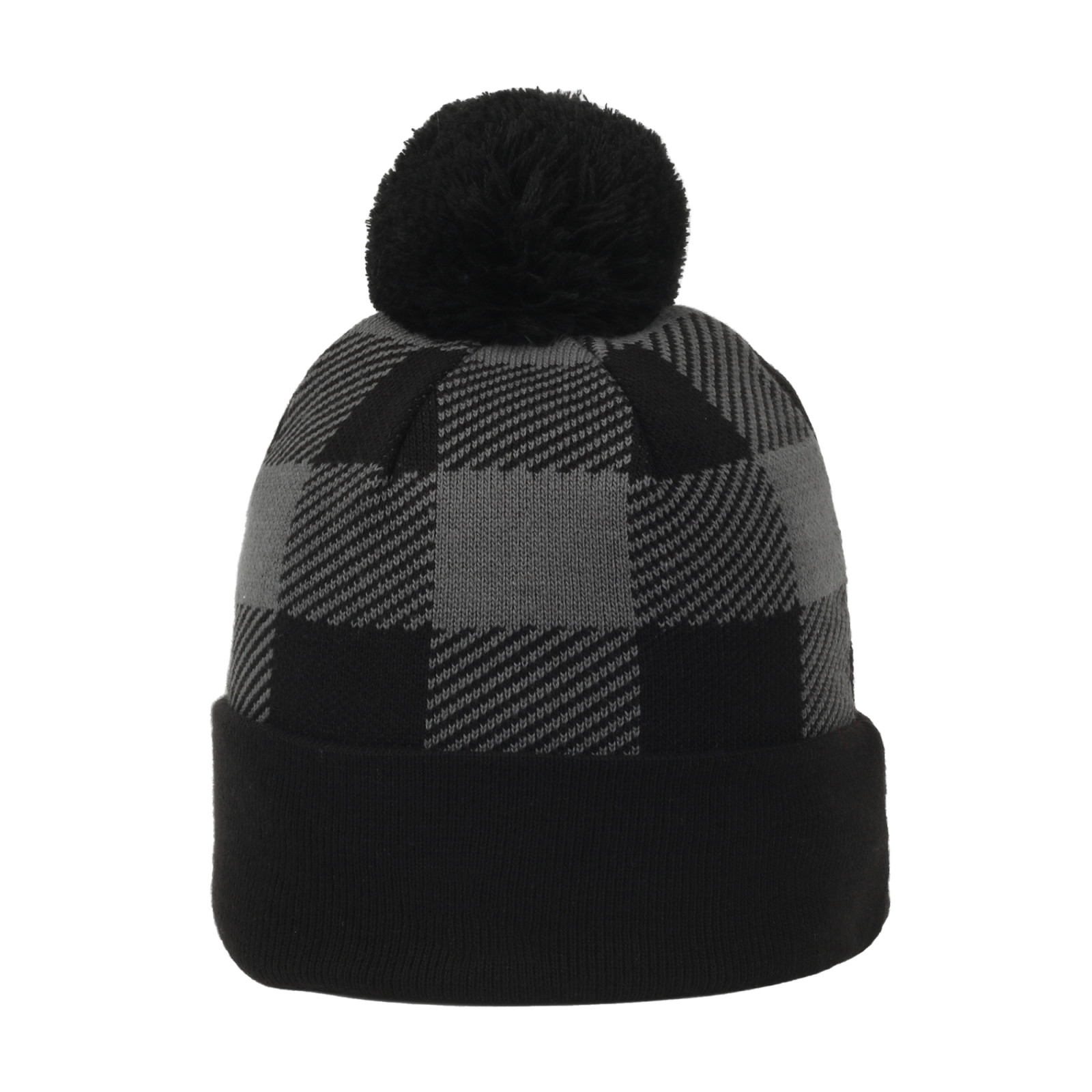 Plaid Watch Cap with Pom