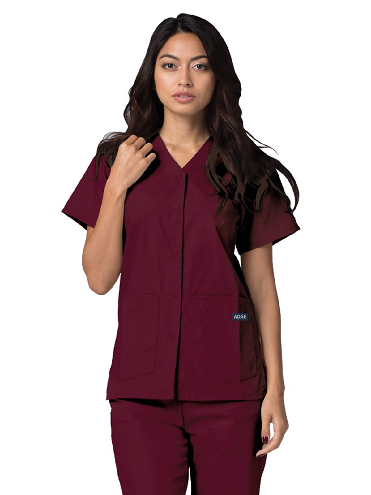 Adar - Universal - Women's Double Pocket Snap Front Top 4