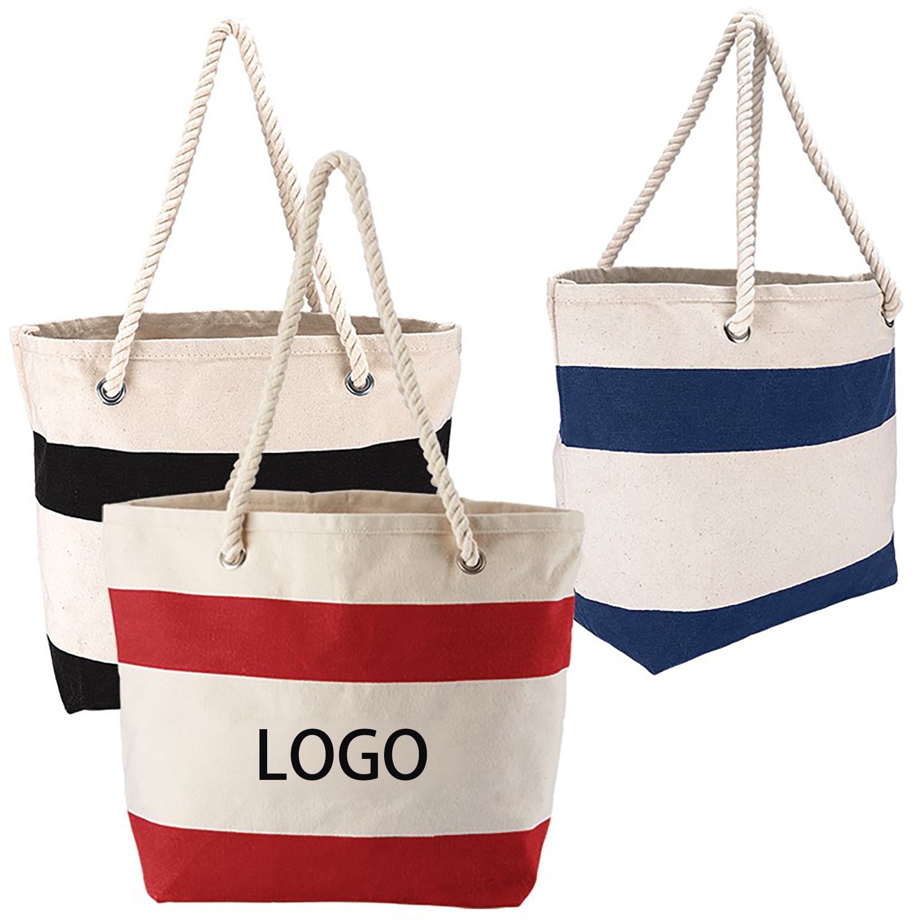 Beach Canvas Tote Bag For Women with Rope Handle, custom tote bag with logo imprint 3