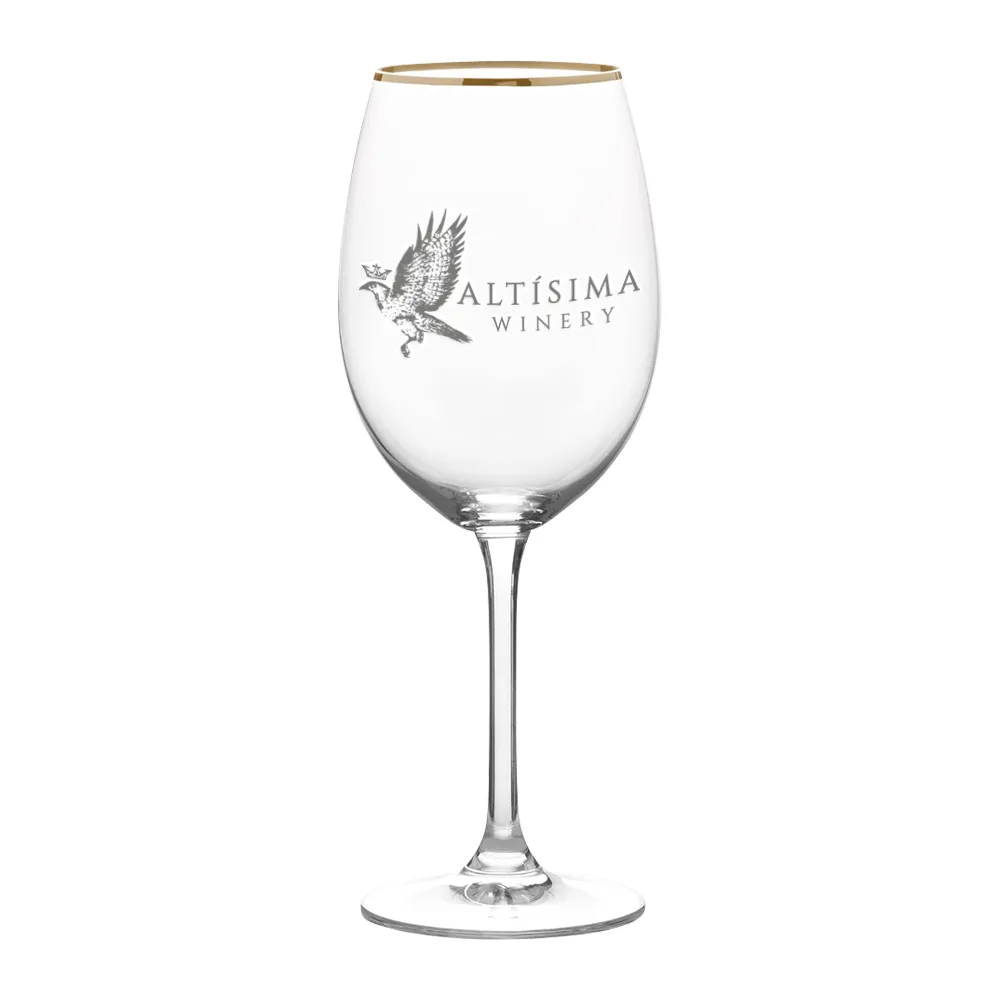 16oz. Gold Rimmed White Wine Glass 2