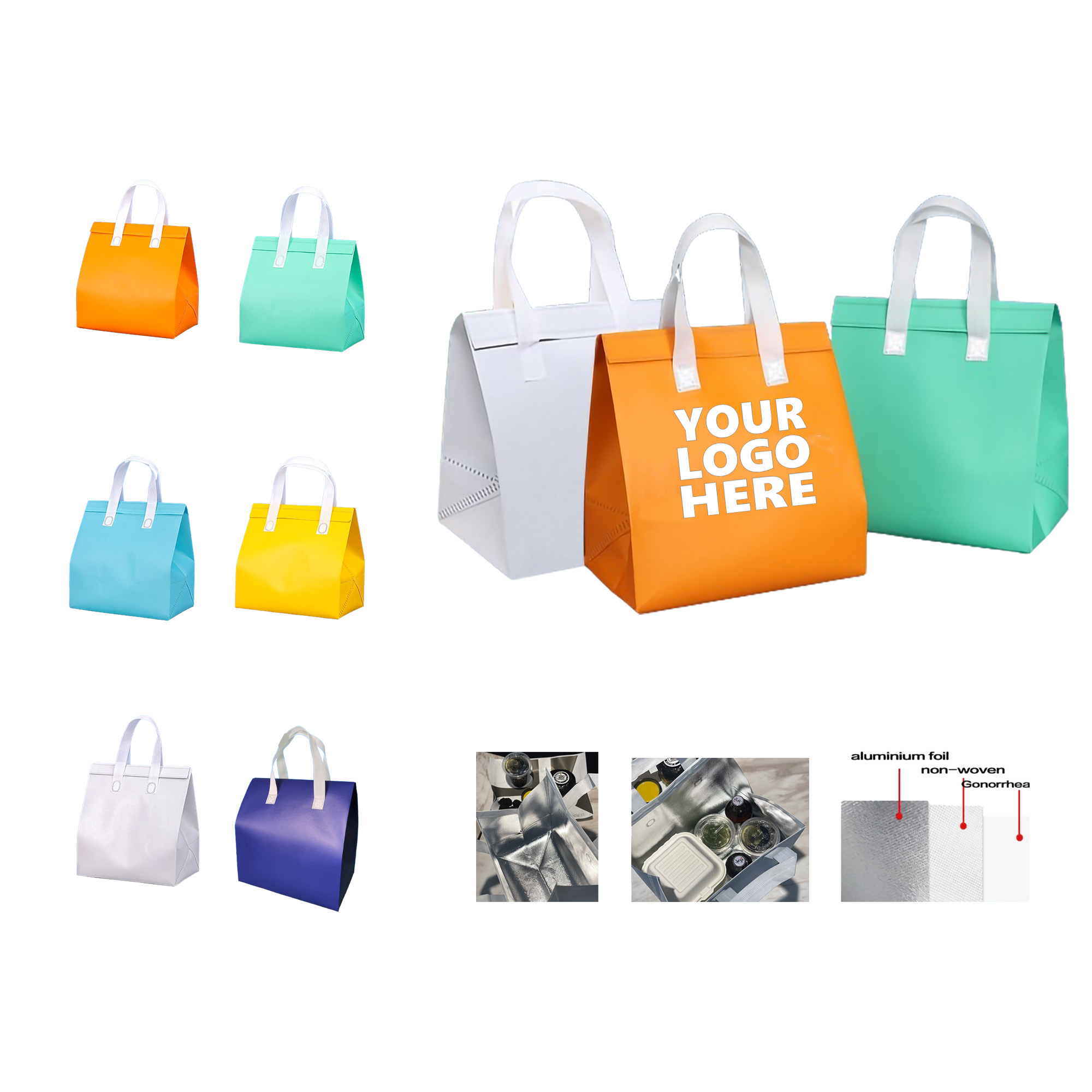 MOQ50 Laminated Waterproof Cooler Insulated Tote Bag 6