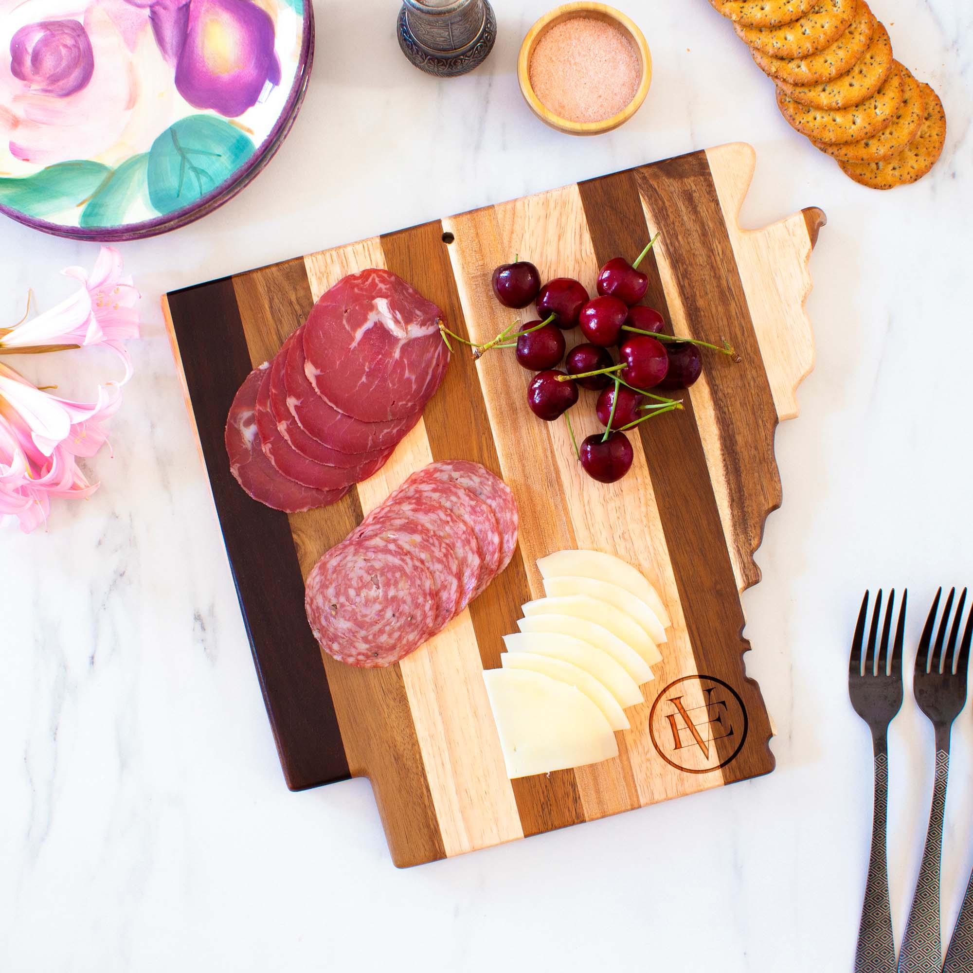 Rock & Branch® Shiplap Series Arkansas State Shaped Wood Serving and Cutting Board 5