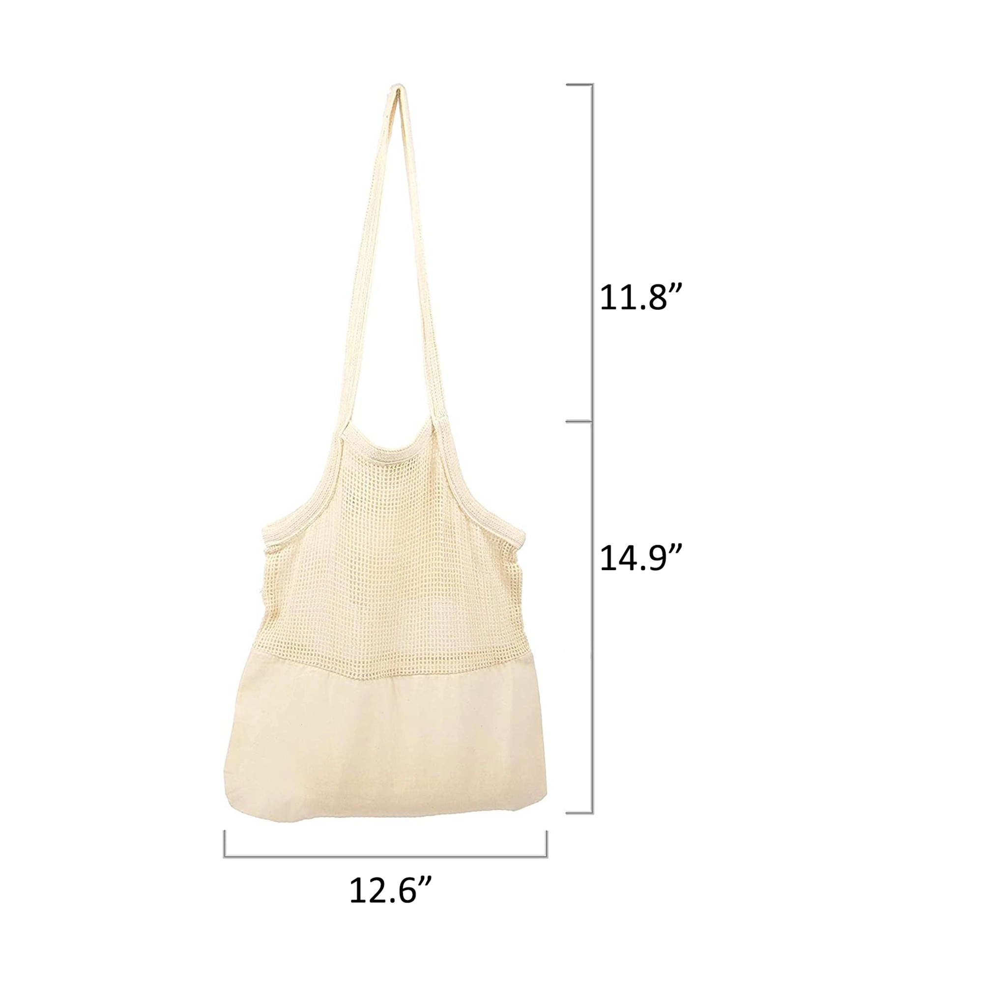 Cotton Mesh Net Bag with Handles, custom tote bag with logo imprint 3