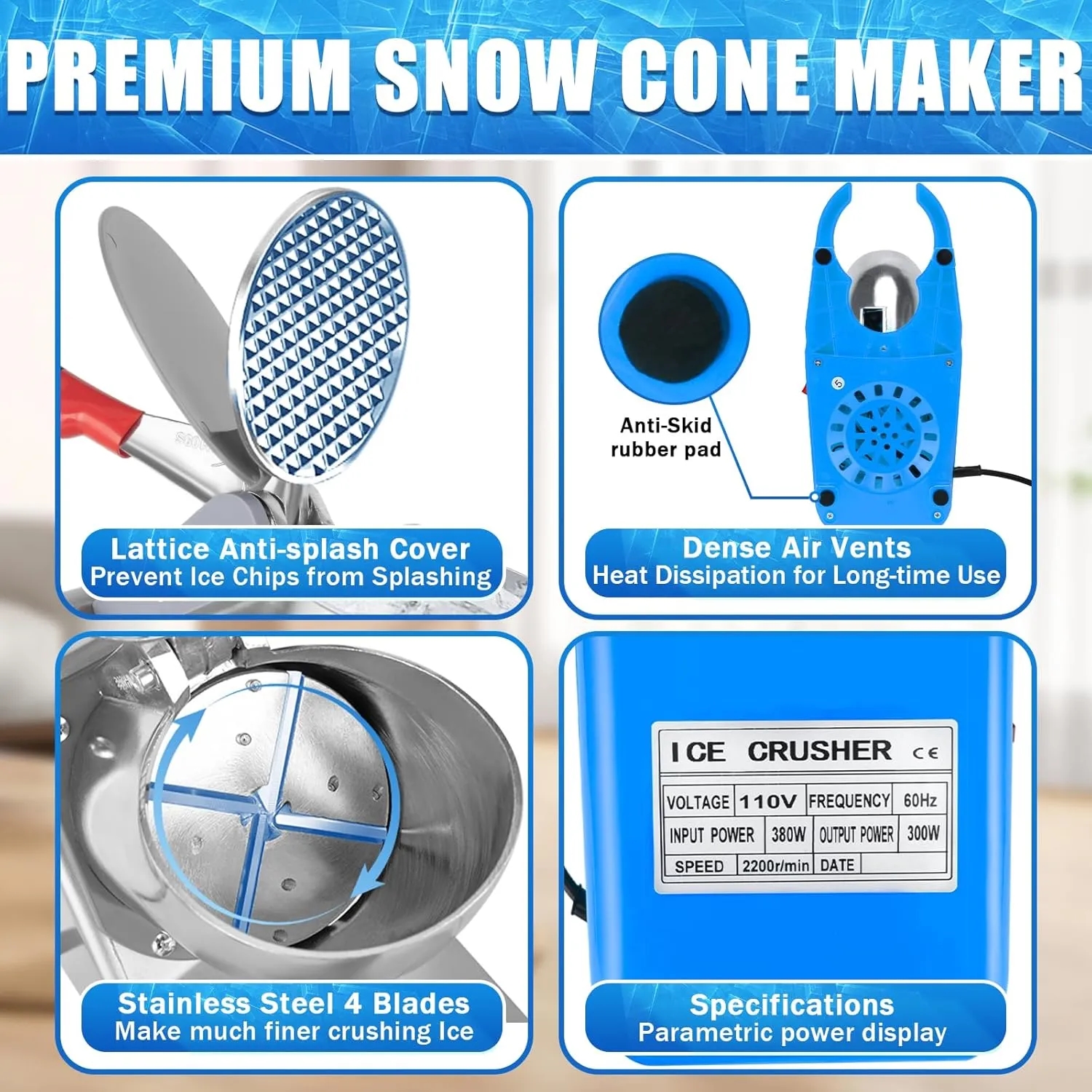 Electric Shaved Ice Machine with Pick 9