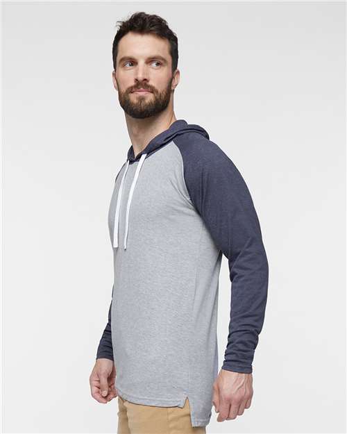Unisex Fine Jersey Hooded Long Sleeve Raglan Tee - 6917 47