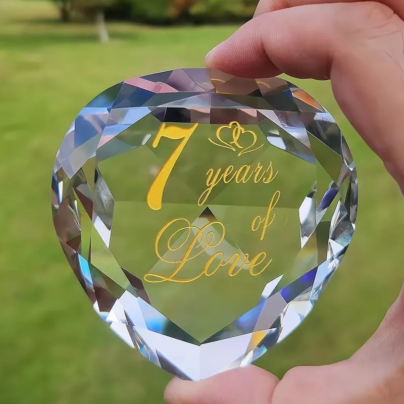 Personalized Crystal Heart Paperweights 4