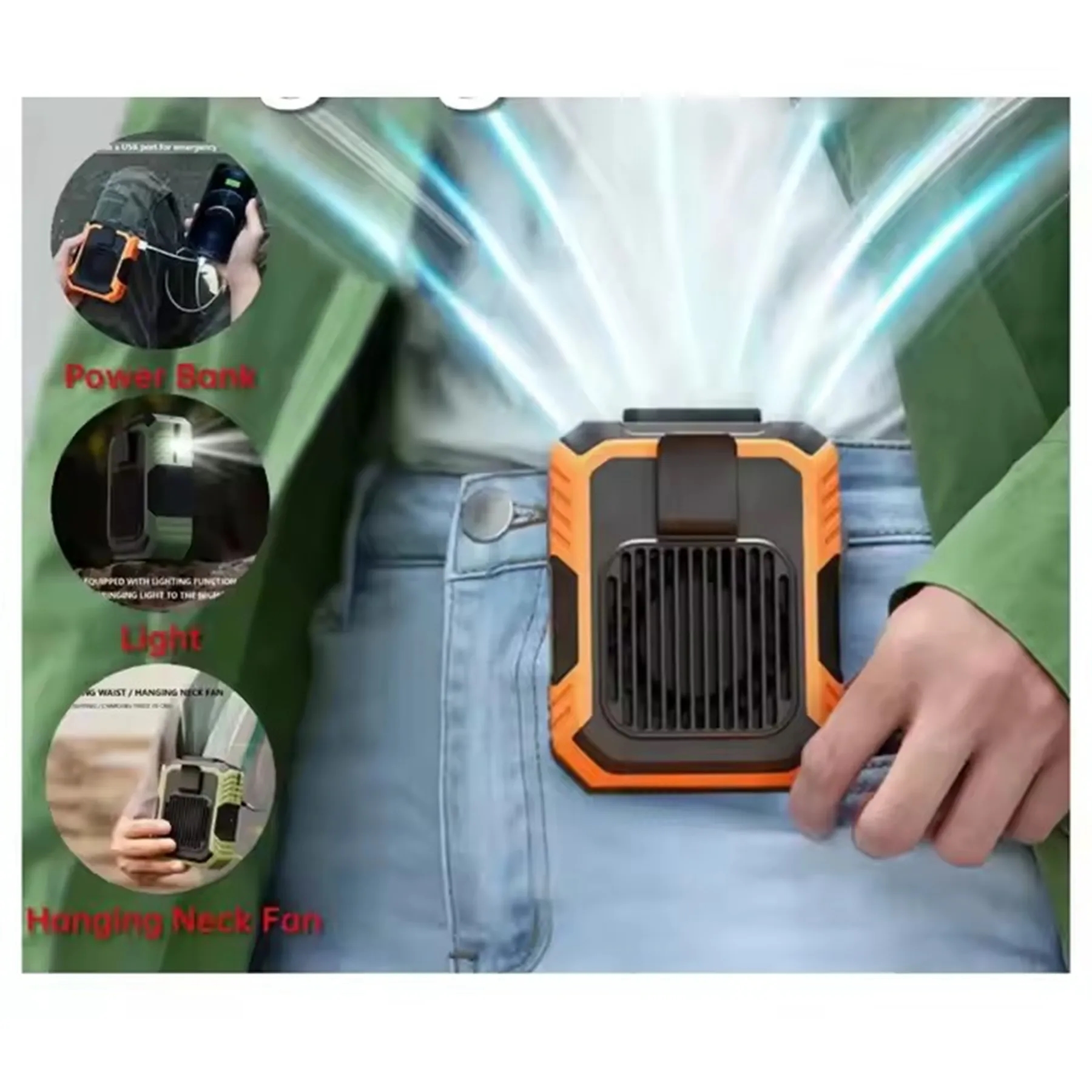 4000 mAh Rechargeable Waist Clip Fan 13