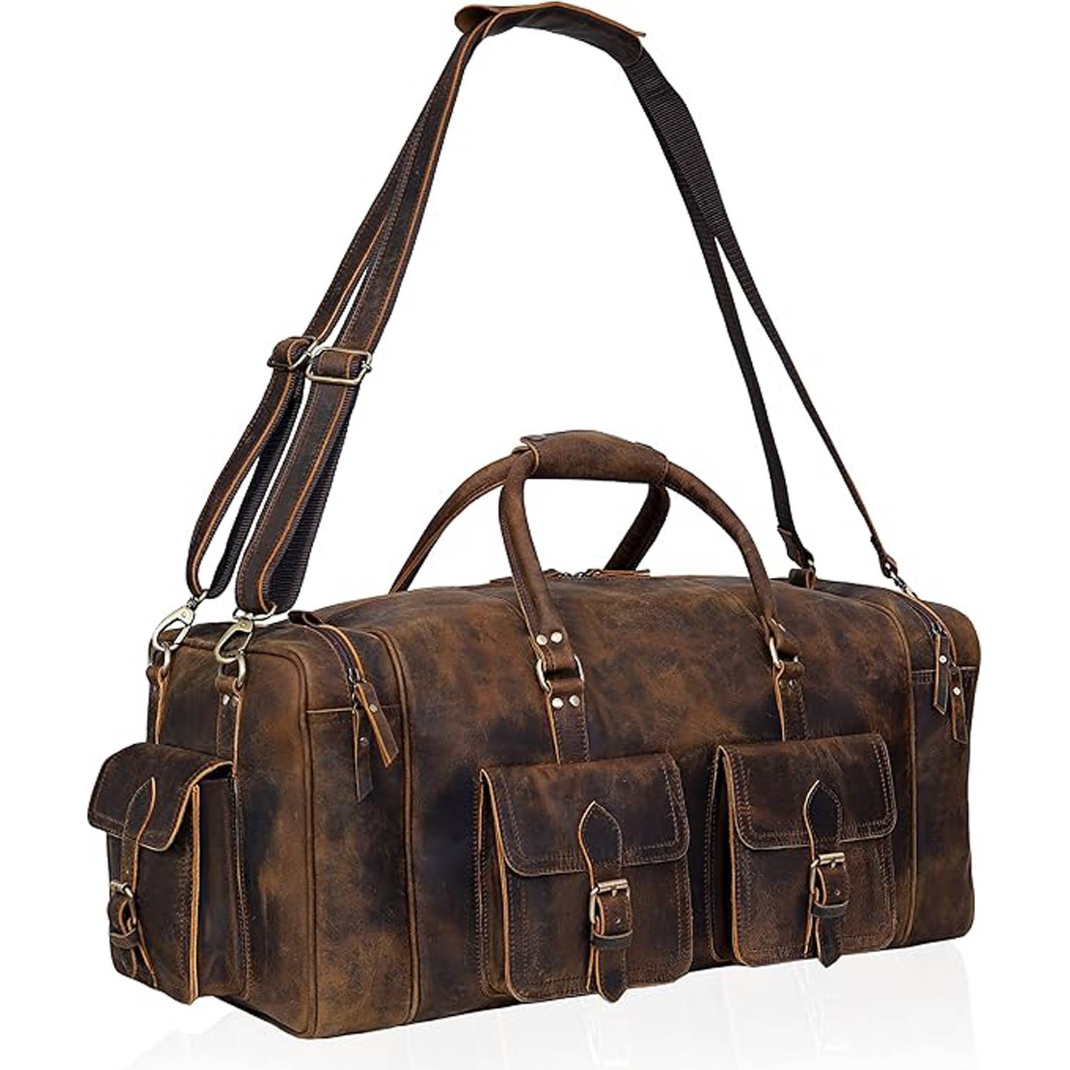 50L Large Capacity Genuine Leather Travel Duffle Bag 3