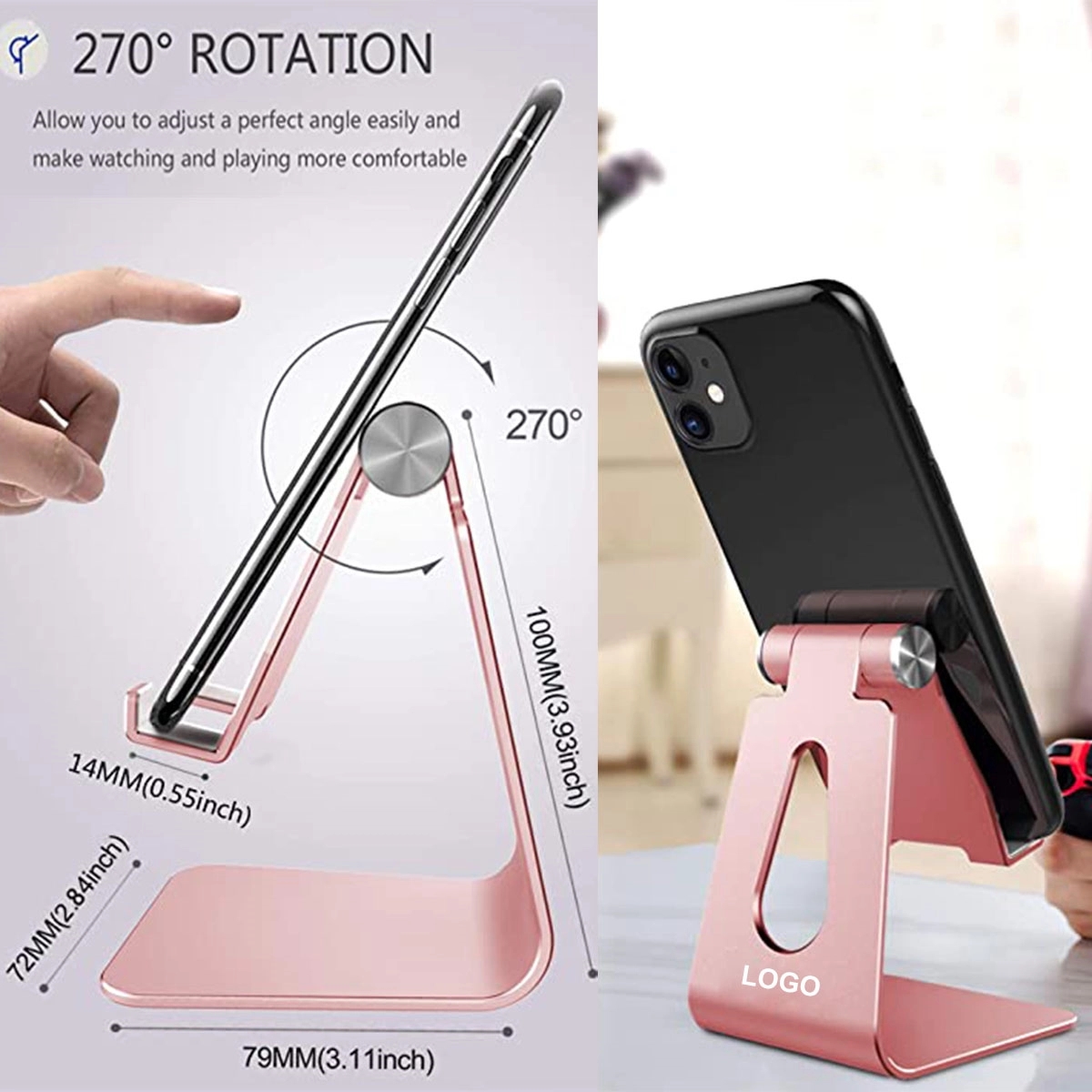 Adjustable Aluminum Cell Phone Desk Stand 7