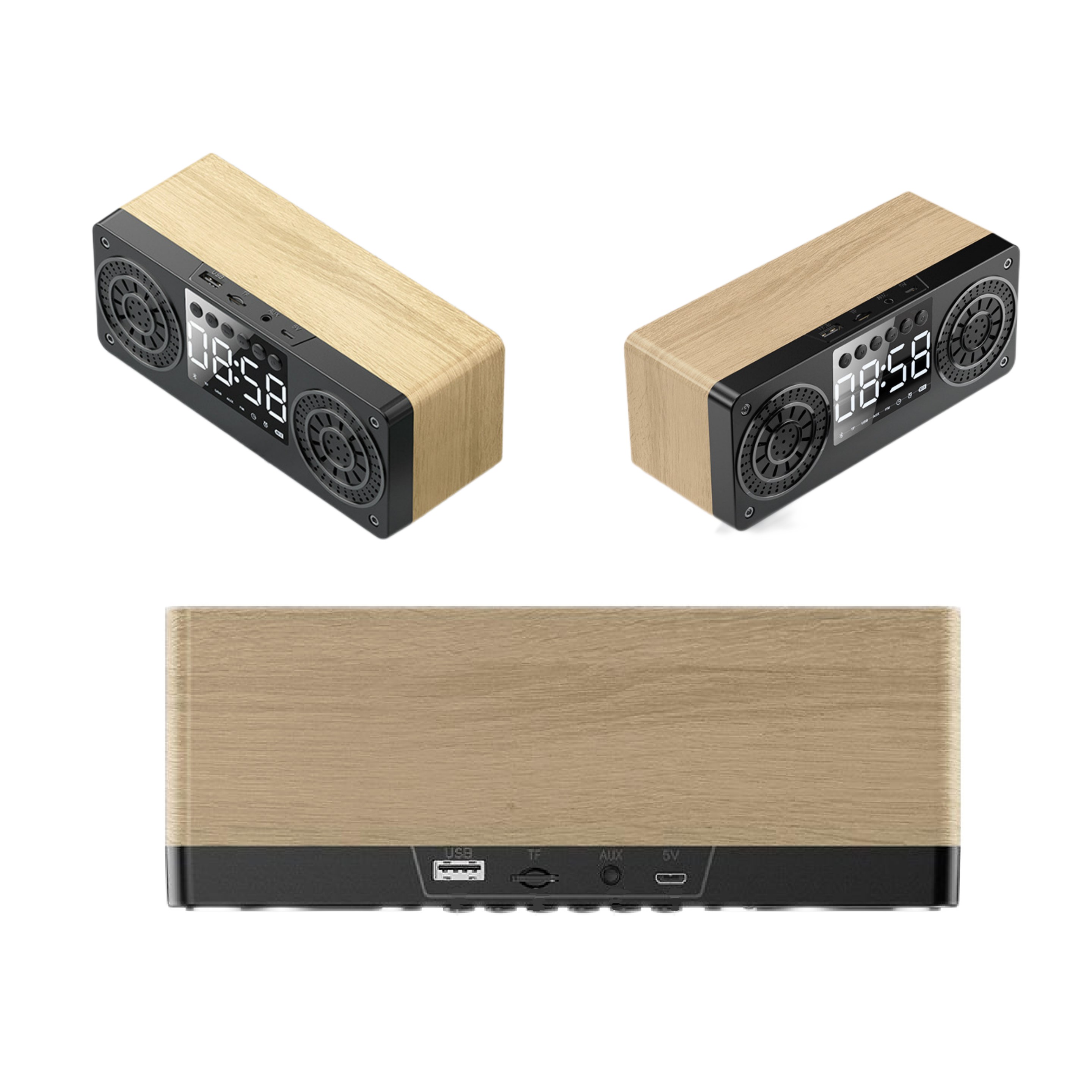 Wood Wireless Speaker with Alarm Clock (direct import) 2