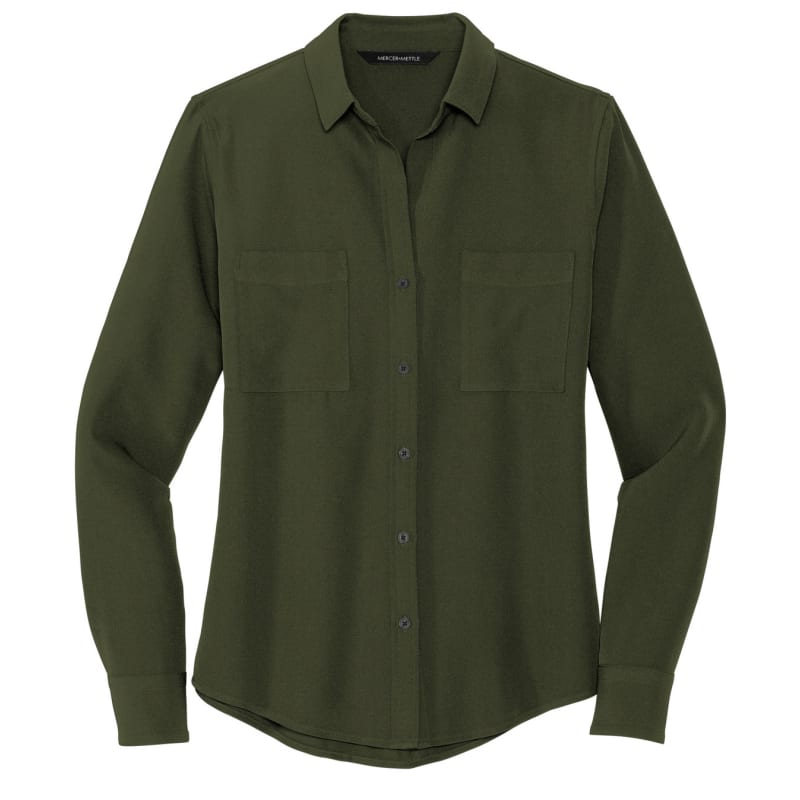 MERCER+METTLE Women's Stretch Crepe Long Sleeve Camp 22