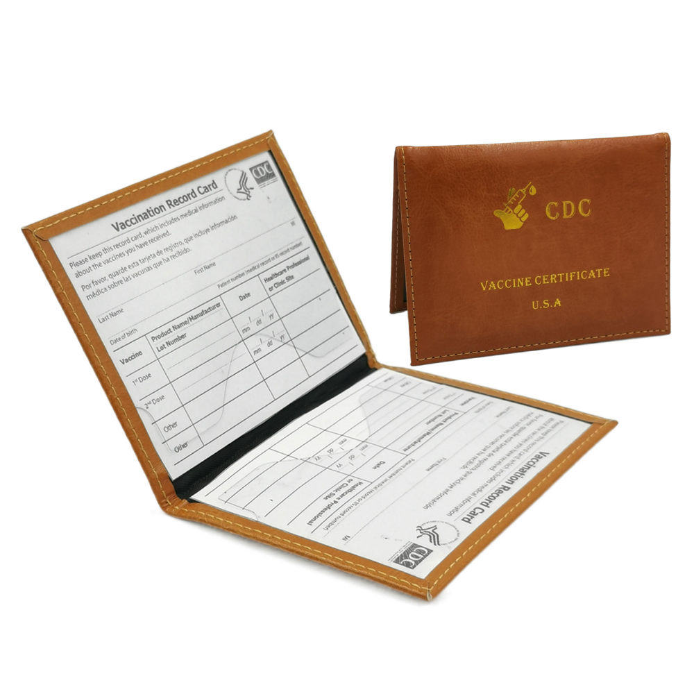 Leatherette Vaccine Card Holder - Deboss / Aluminum Foil 12