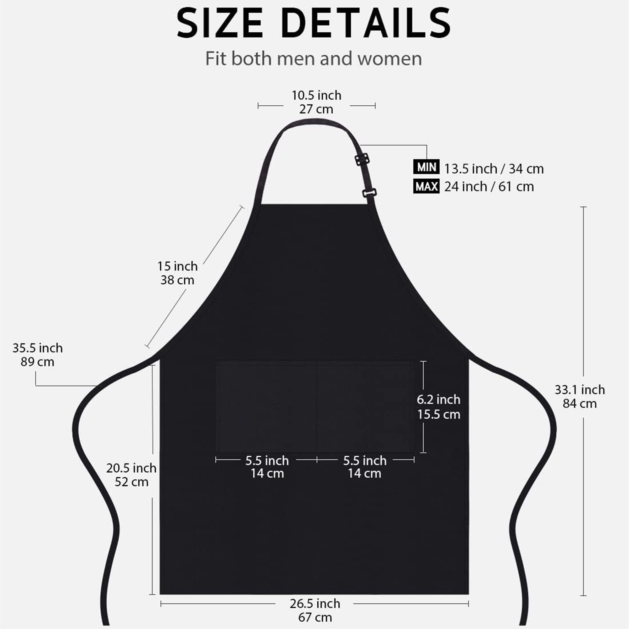Adjustable Bib Apron With 2 Pockets 2