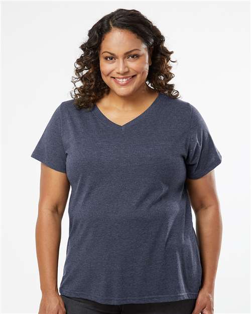 Women's Curvy Collection Fine Jersey V-Neck Tee - 3817 14