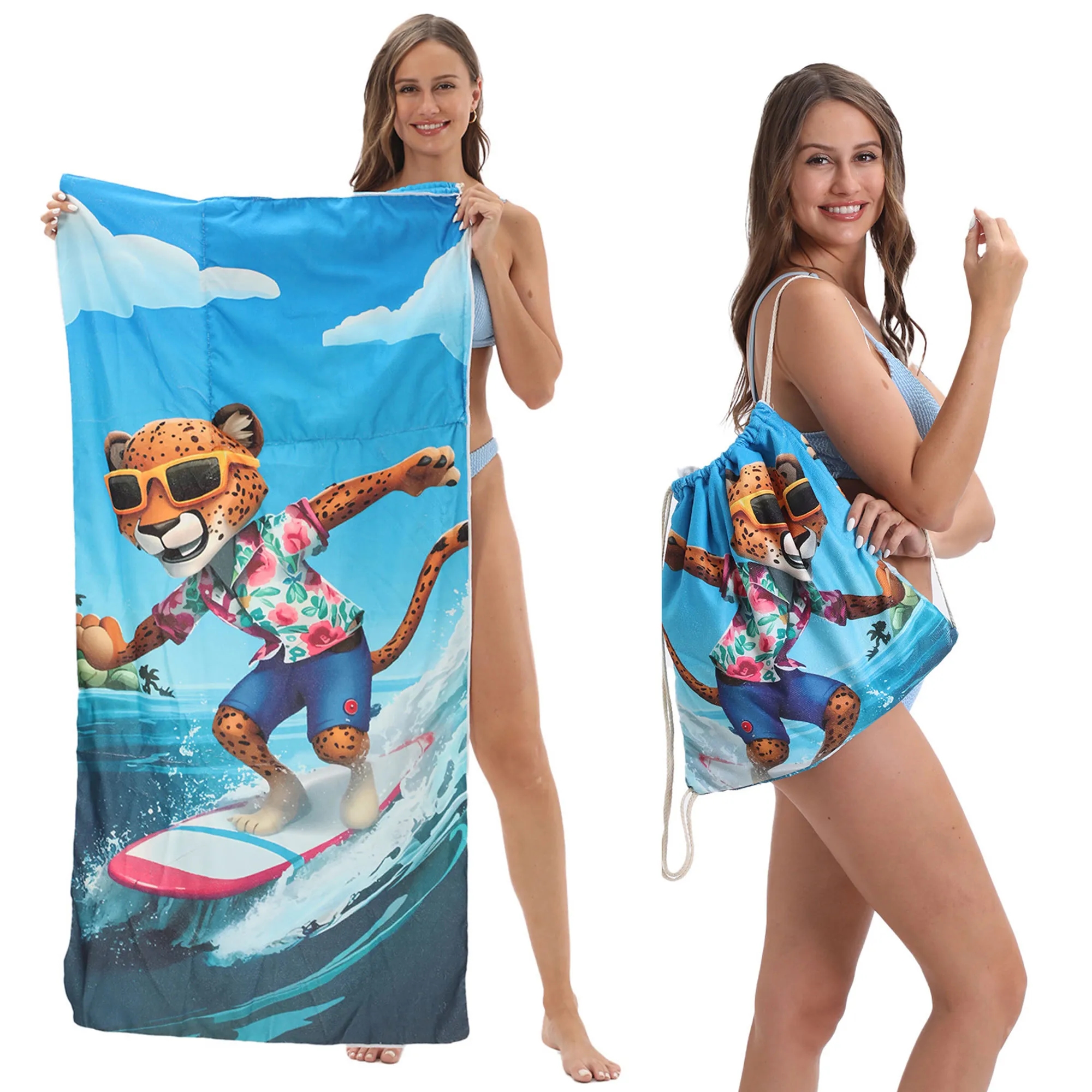 Versatile 2-In-1 Foldable Beach Towel With Storage Bag 11