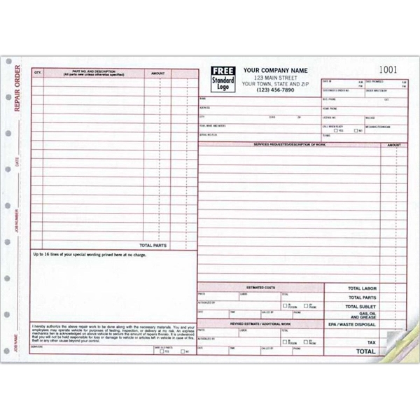 Repair Orders, Carbonless 1
