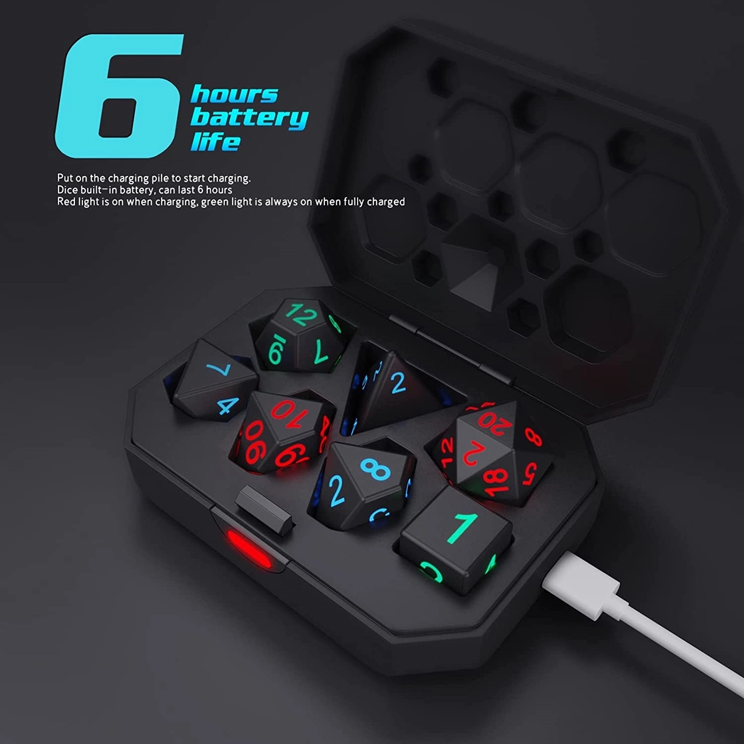 Rechargeable Glowing Dice Set 7Pcs 4