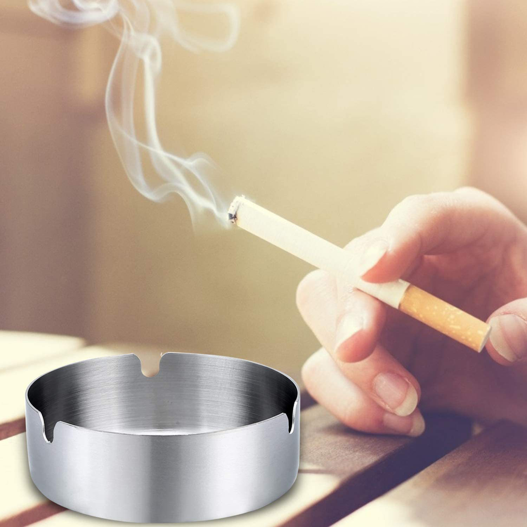 Round Stainless Steel Ashtray 2