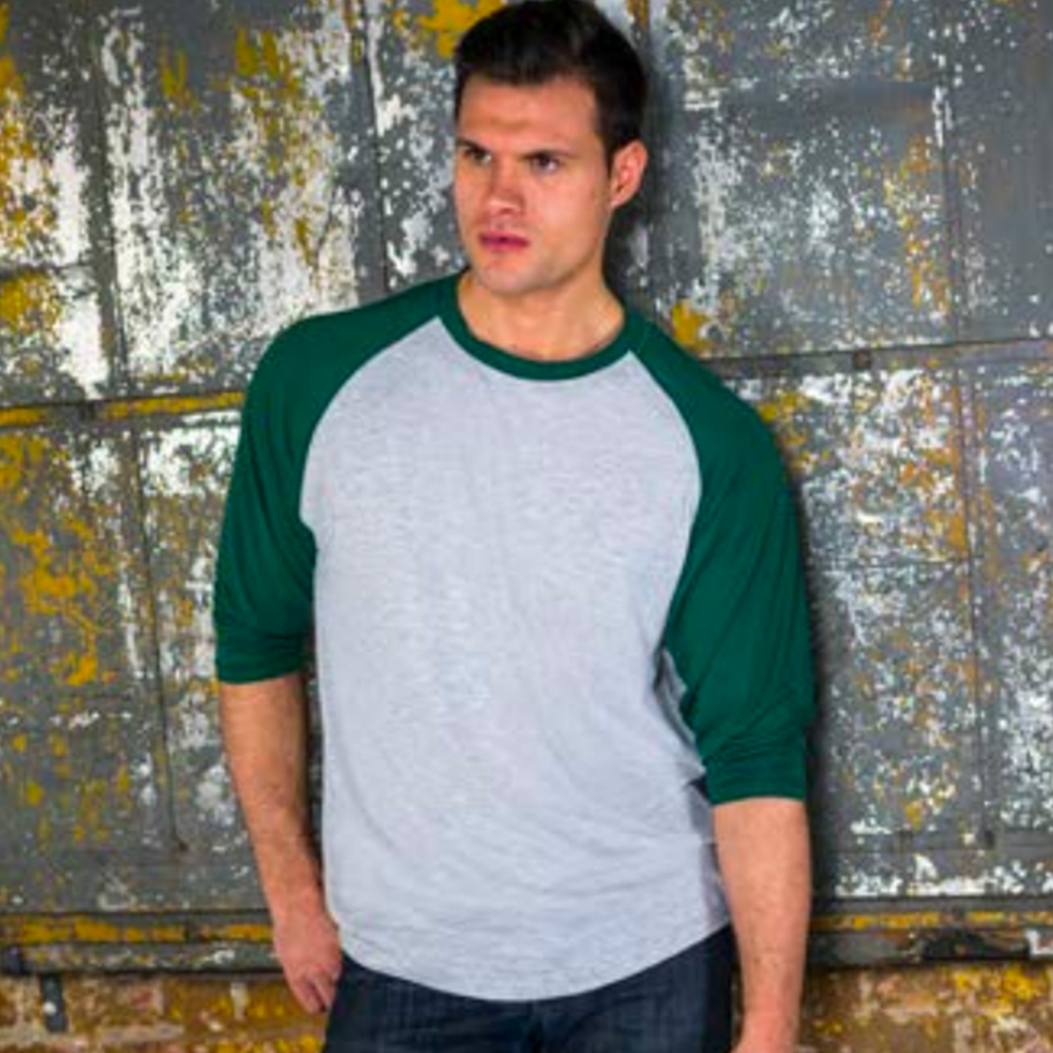 Men's Classic 3/4 Baseball Tee with White Body 2