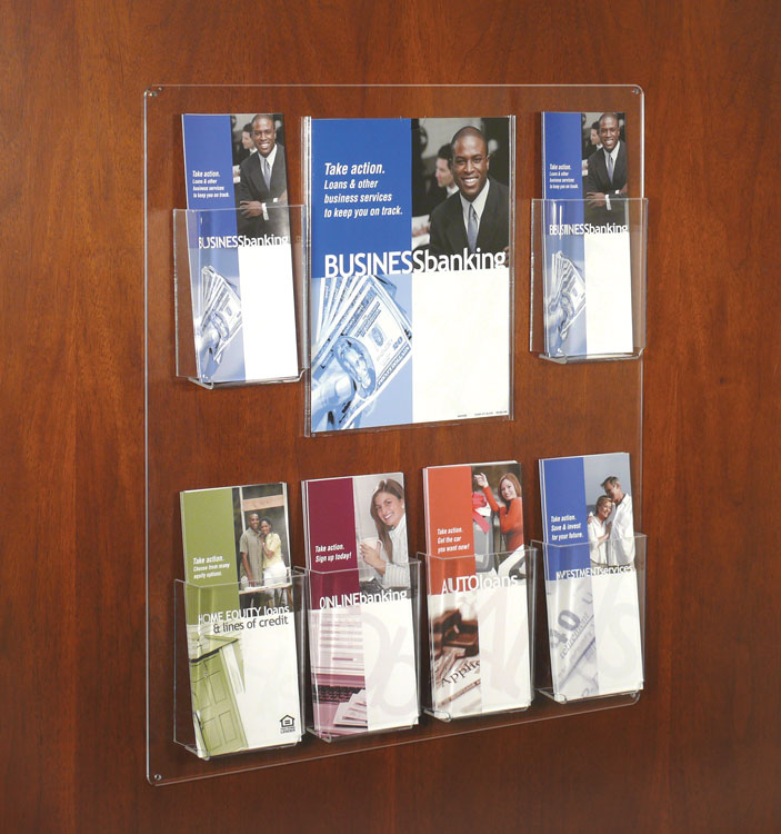 Wall Mounted Sign and Brochure Holder - 6 Pockets 1