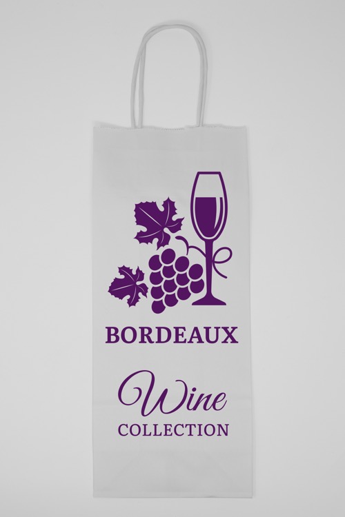 One Color 1-Sided White Paper Handled Shopper Bag (5.5" x 13" x 3.25")