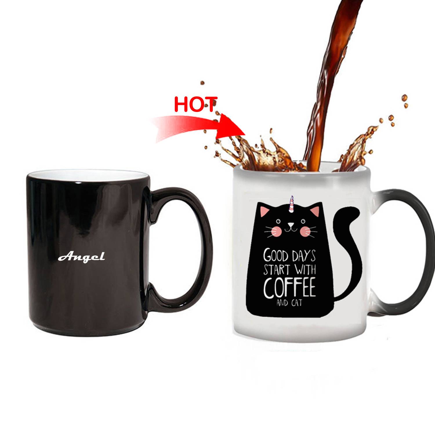 12oz Color-Changing Cat Mug – Heat Sensitive Ceramic Cup