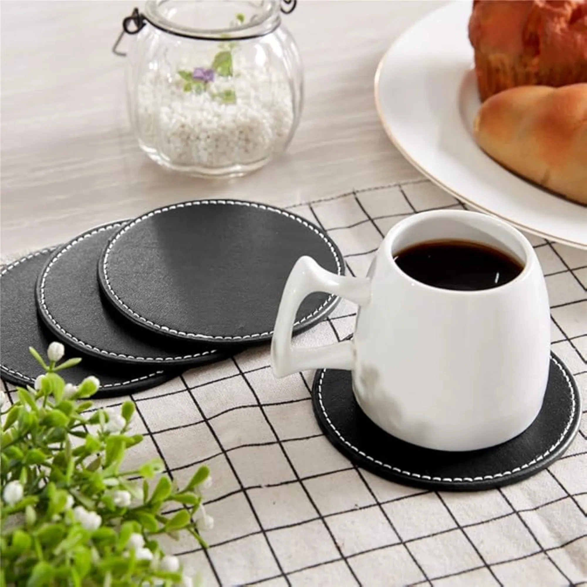 Leather Insulated Coaster Set 4
