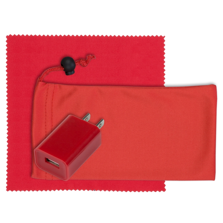 "Montana" Mobile Tech Wall Charger Kit in Microfiber Cinch Pouch 10