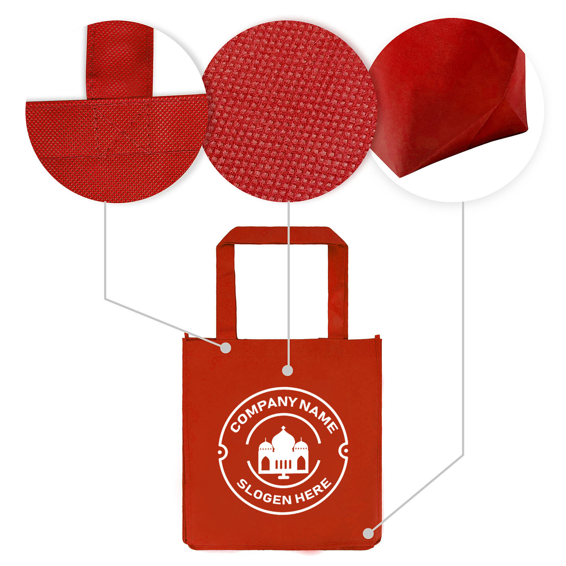 Non-woven Grocery Tote Bags 12'' x 13'' x 8'' 22