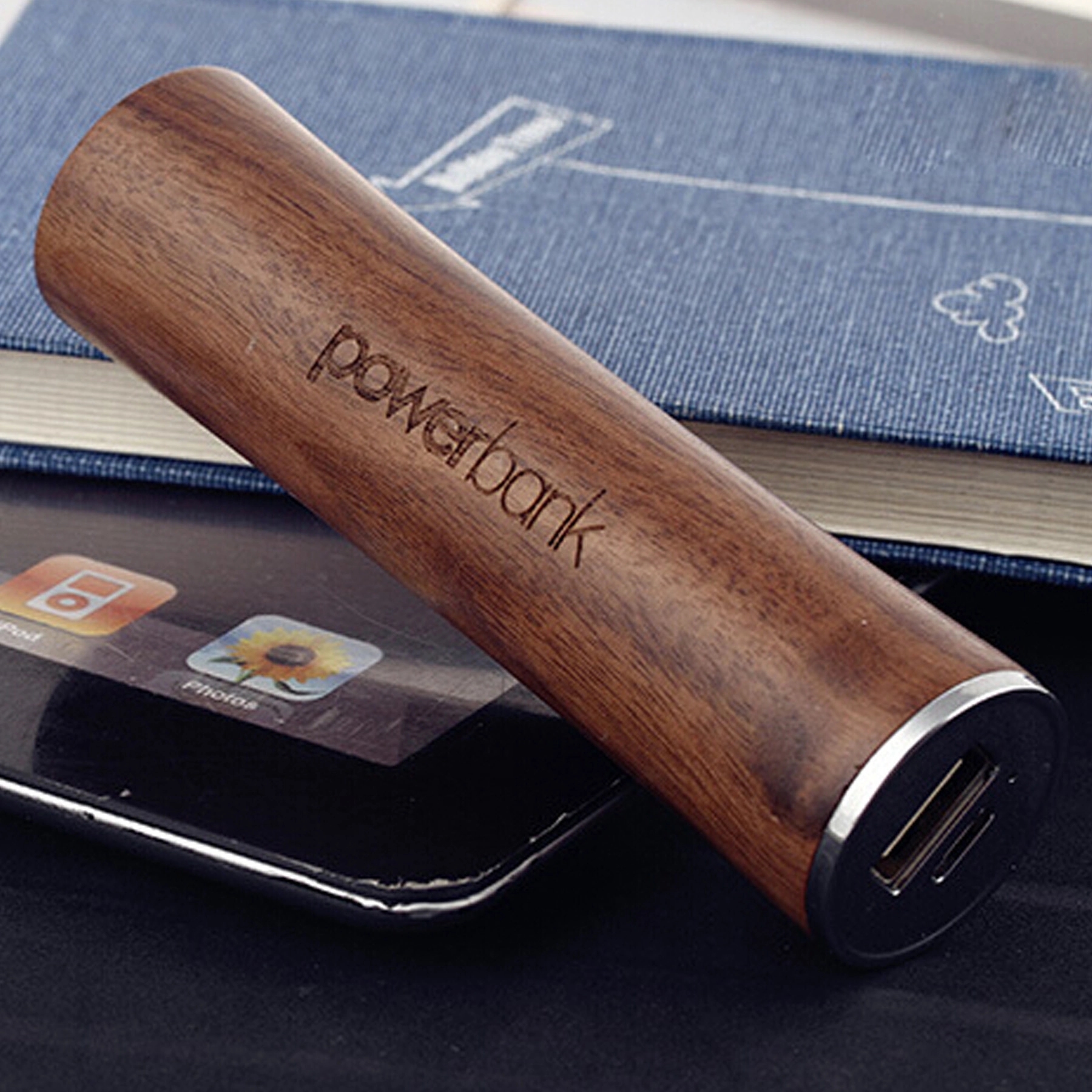 Round Shaped Eco-Friendly Wooden Power Bank 2