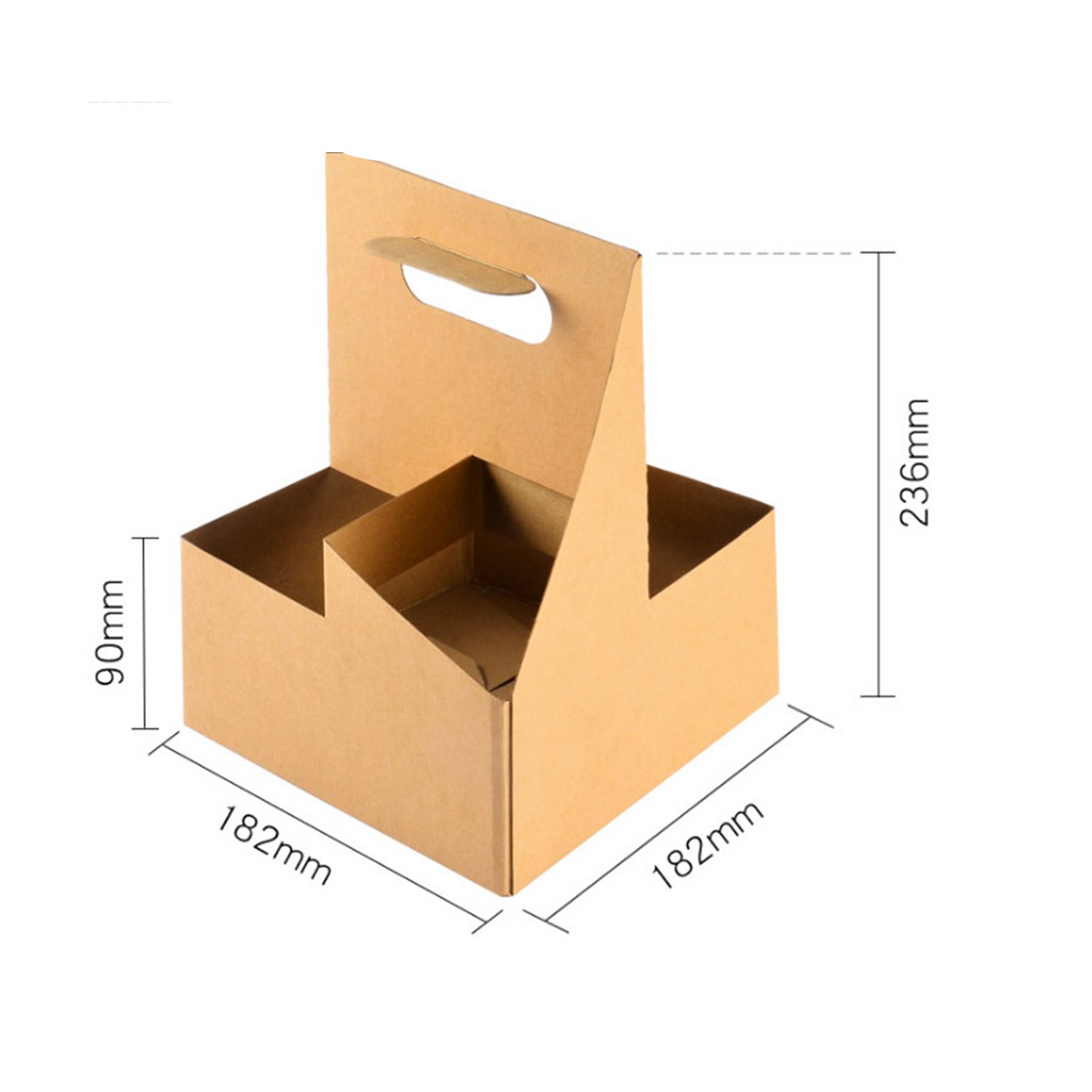 2/4/6 Kraft Paperboard Cup Holder Drink Carrier With Handle 5