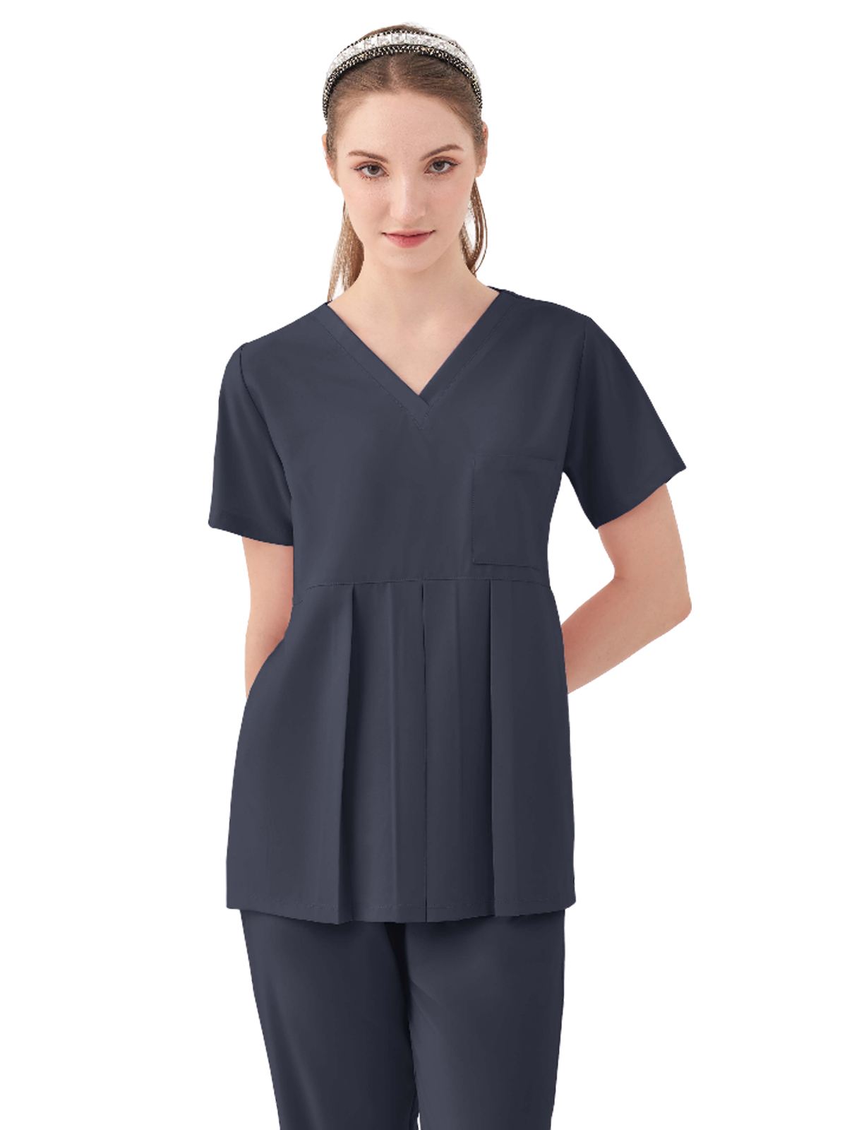 Parkley Quantum - Women's One-Pocket ASPEN Peplum Maternity V-Neck Top