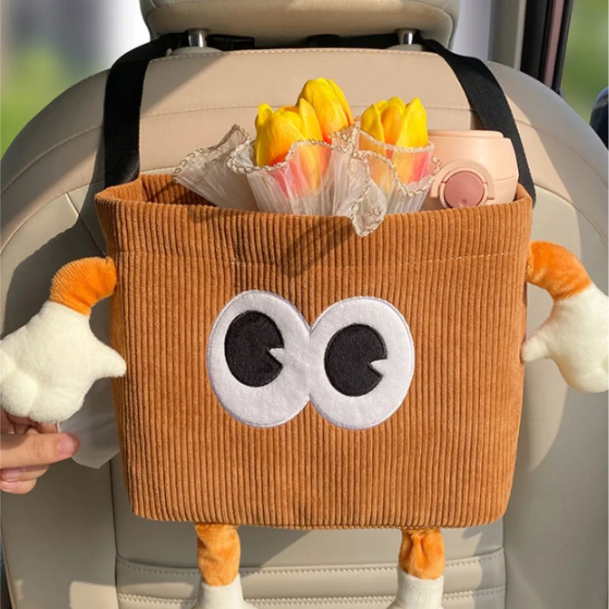 Hanging Car Trash Bag With Tissue Holder 6