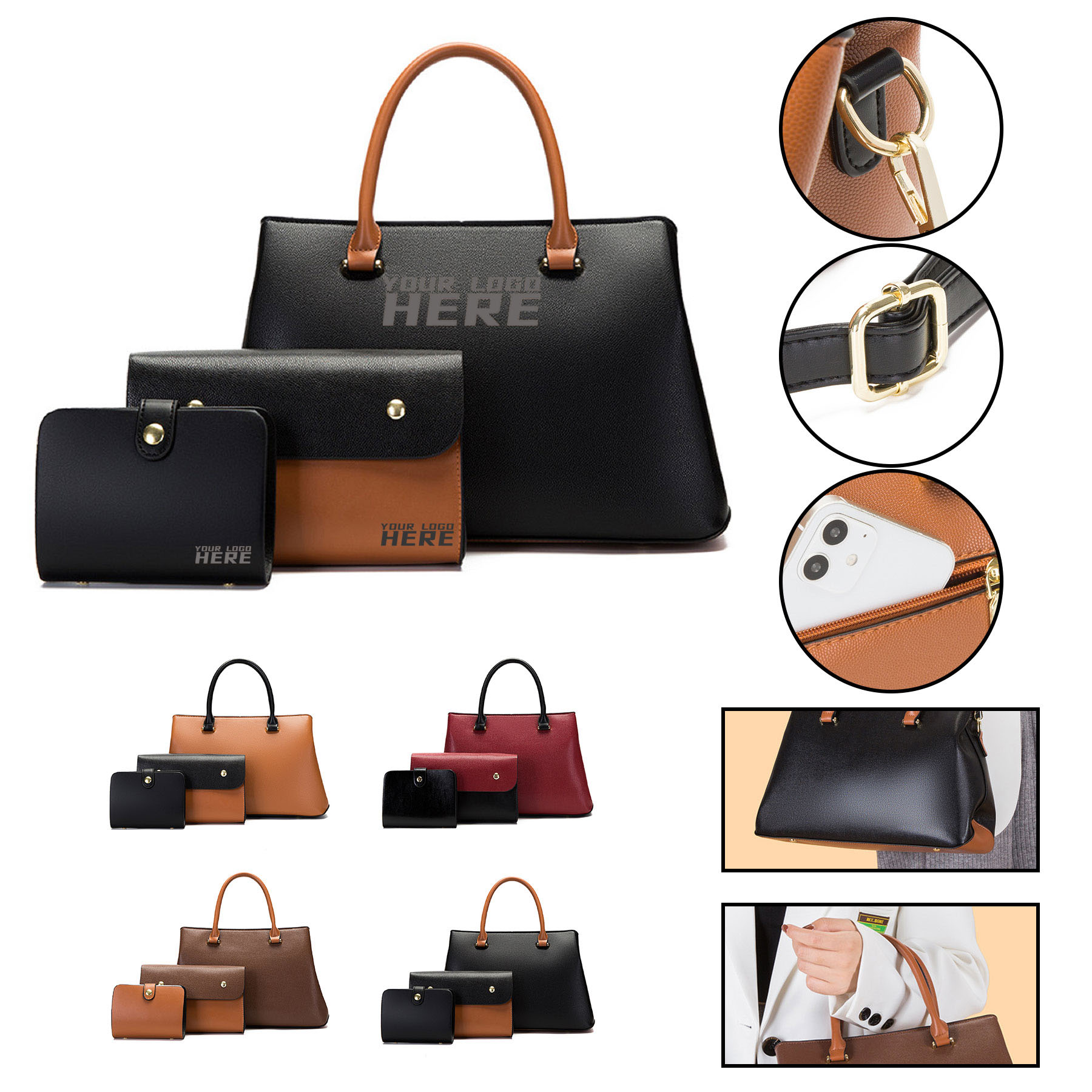 Women Handbag Bag Satchel Purse Set 2PCS 2