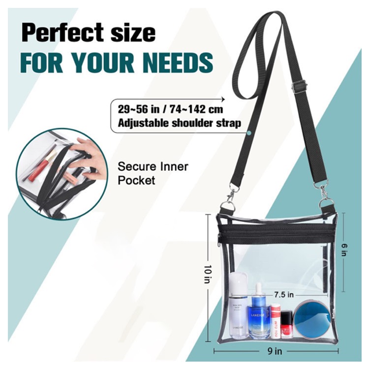 Clear Crossbody Bag Messenger Shoulder Bag w/Adjustable Strap 4